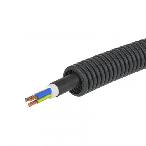 Труба гофрированная ПНД гибкая d20мм с кабелем ВВГнг(А)-LS 3х2.5 РЭК ГОСТ+ черн. (уп.100м) DKC 7S720100 фото 3