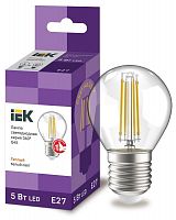 Лампа светодиодная филаментная 360° 5Вт G45 шар 3000К E27 230В прозр. IEK LLF-G45-5-230-30-E27-CL