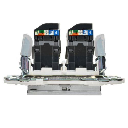 Розетка компьютерная двойн. RJ45 кат.5E SKANDY SK-K03N никель IEK SK-K20-1-K50 фото 4