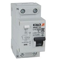Выключатель автоматический дифференциального тока 2п C 40А 30мА тип AC 4.5кА АВДТ32-22C40-AC УХЛ4 КЭАЗ 318365
