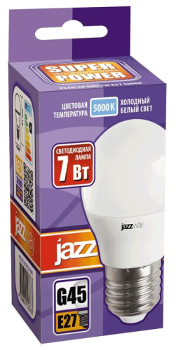 Лампа светодиодная PLED-SP 7Вт G45 шар 5000К холод. бел. E27 540лм 230В JazzWay 1027887-2 фото 2