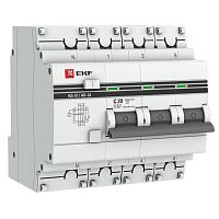 Выключатель автоматический дифференциального тока 4п (3P+N) C 20А 30мА тип AC 4.5кА АД-32 защита 270В электрон. PROxima EKF DA32-20-30-4P-pro