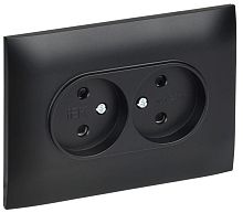 Розетка 2-м SKANDY 10А без заземл. защ. шторки в сборе SK-R09Bl черн. IEK SK-R23-10-K02-F