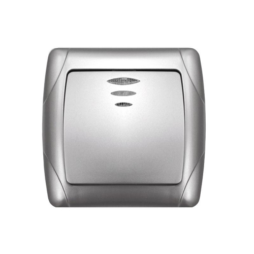 Выключатель 1-кл. СП Маргарита 10А IP20 с подсветкой серебр. UNIVersal М0121-S