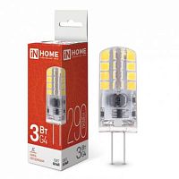 Лампа светодиодная LED-JC 3Вт капсульная прозрачная 4000К нейтр. бел. G4 290лм 12В IN HOME 4690612036021