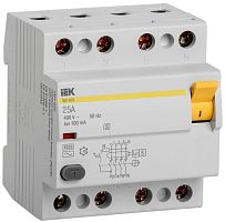 Выключатель дифференциального тока (УЗО) 4п 25А 100мА тип AC ВД1-63S IEK MDV12-4-025-100