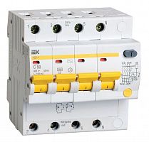Выключатель автоматический дифференциального тока 4п C 50А 100мА тип AC 4.5кА АД-14 IEK MAD10-4-050-C-100