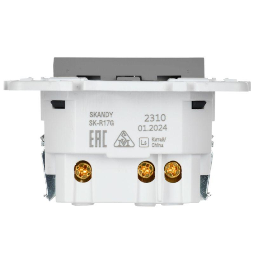 Розетка SKANDY 18Вт 16А с заземл. защ. шторки с USB C SK-R17Gr сер. IEK SK-R14-16-U14-018-K03 фото 3