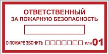 Знак "Ответственный за пожарную безопасность" 150х300мм пластик EKF pn-f-20