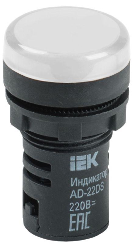 Лампа светосигнальная AD16DS d16мм 230В AC бел. KARAT IEK BLS10-ADDS-230-K01-16