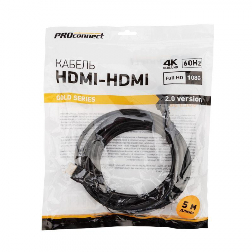 Кабель HDMI - HDMI 2.0 5м Gold PROCONNECT 17-6106-6 фото 2