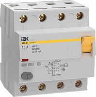 Выключатель дифференциального тока (УЗО) 4п 80А 30мА 6кА тип AC ВД3-63 KARAT IEK MDV20-4-080-030