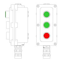 Пост управления взрывонепроницаемый из алюминия LCSD-03-B-MC-L1G(220)x1-P1G(11)x1-P1R(11)x1-PCMB-KA3MHK DKC LCSD21000108