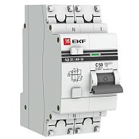 Выключатель автоматический дифференциального тока 2п (1P+N) C 50А 300мА тип AC 4.5кА АД-32 защита 270В электрон. PROxima EKF DA32-50-300-pro