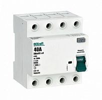 Выключатель дифференциального тока (УЗО) 4п 40А 300мА тип A 6кА УЗО-03 DEKraft 14306DEK