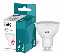 Лампа светодиодная Eco 5Вт PAR16 4000К нейтр. бел. GU10 450лм 230-240В IEK LLE-PAR16-5-230-40-GU10