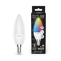 Лампа светодиодная Black 6Вт свеча RGBW E14 диммир. GAUSS 103101406