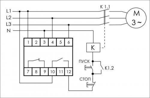 Реле контроля и наличия фаз CZF-312 (монтаж на DIN-рейке 35мм; регулировка порога; без задержки отключения; 3х400/230+N 2х8А 1Z 1R IP20) F&F EA04.001.007 фото 2