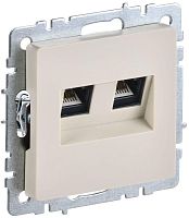 Розетка двойная СП RJ11+RJ45 кат.5E BRITE РК/Т12-БрКр механизм беж. IEK BR-KT20-O-1-K10