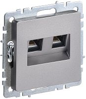 Розетка двойная СП RJ11+RJ45 кат.5E BRITE РК/Т12-БрС механизм сталь IEK BR-KT20-O-1-K46