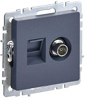 Розетка компьютерная + телевизионная 2-м BRITE РТВ/РК12-БрМ RJ45 кат.5E + TV механизм маренго IEK BR-AK20-1-K35