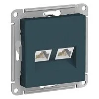 Механизм розетки компьютерной 2-м AtlasDesign RJ45 + RJ45 кат.5e изумруд SchE ATN000885