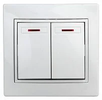 Выключатель 2-кл. СП Plano 10А IP20 1-105-01 250В с подсветкой бел. Intro Б0027603