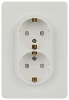 Розетка 2-м СП Style 7-208-01 16А 250В IP20 2х2P+E Schuko с заземл. защ. шторки бел. Intro Б0060625