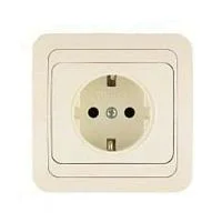 Розетка 1-м СП Mimoza 16А IP20 с заземл. крем./крем. Makel 25028
