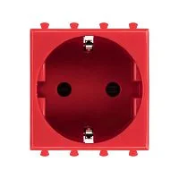 Розетка 1-м 2мод. Avanti "Красный квадрат" 16А IP20 2P+E защ. шторки красн. DKC 4401002