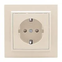 Розетка 1-м СП Минск 16А IP20 с заземл. защ. шторки беж. EKF ERR16-028-200
