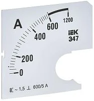 Шкала сменная для амперметра Э47 600/5А-1.5 72х72мм IEK IPA10D-SC-0600
