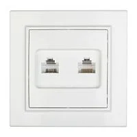 Розетка компьютерная + телефонная 2-м СП Минск RJ45 + Phone бел. Basic EKF ERK00-135-10