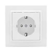 Розетка 1-м СП Минск 16А IP20 с заземл. защ. шторки бел. Basic EKF ERR16-028-100