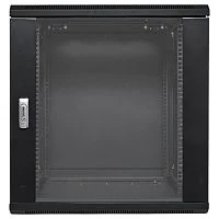 Шкаф настенный 19дюйм TERACOM PRO 12U 600х450мм дверь стеклянная с замком-ручкой черн. EKF TRP-WLL-1264-40B