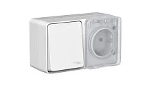 Блок ОП AtlasDesign PROFI IP54 (розетка 16А заземл. защ. шторки + 1-кл. выключатель 10А) сер. SE ATN543070